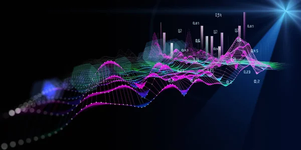 Fond Abstrait Avec Grille Couleur Technologie Wireframe Des Données Dans — Photo