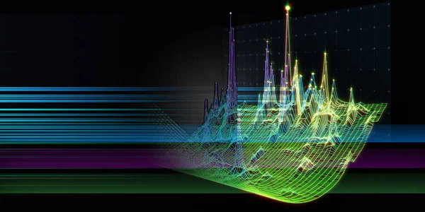 Abstracte Achtergrond Met Buigende Kleur Raster Donker Visuele Presentatie Van — Stockfoto