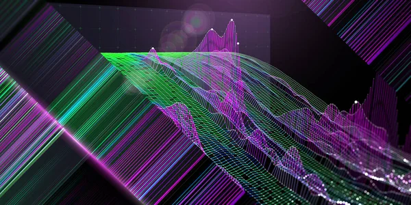 Abstract Achtergrond Met Virtuele Grafiek Wazige Lijnen Visuele Presentatie Van — Stockfoto