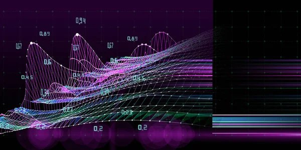 Abstract  background with board virtual graph grid and blurred lines. Visual presentation of data 3d grid algorithms. Big Data.  Banner for business, science and technology.