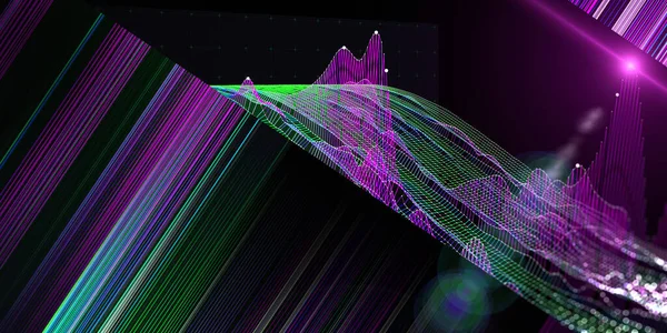 Abstraktní Pozadí Virtuálním Grafem Rozmazanými Čárami Vizuální Prezentace Algoritmů Datové — Stock fotografie