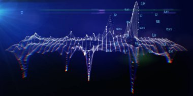 Abstract background virtual grid from white lines and dot. Presentation concept of color wireframe algorithms. Banner for business, science and technology. Big data.