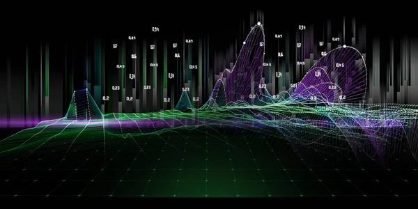 Abstract Background Virtual Grid Blurred Lines Dots Black Big Data — Zdjęcie stockowe