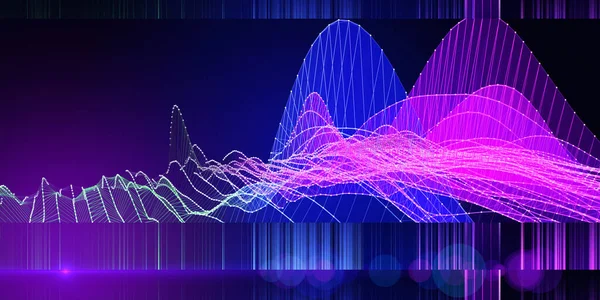 摘要背景线框噪声网格 色谱线为深蓝色 表示3D算法的概念 科学和技术横幅 大数据 — 图库照片