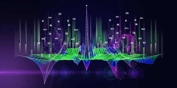 폴리곤 그리드와 어둠에 데이터 알고리즘 그리드의 프레젠테이션 데이터 비즈니스 기술을 — 스톡 사진