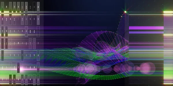 概要暗点上のデータを持つ多角形グリッドの背景 ビッグデータ データアルゴリズムグリッドの概念を提示する ビジネス 科学技術のバナー — ストック写真