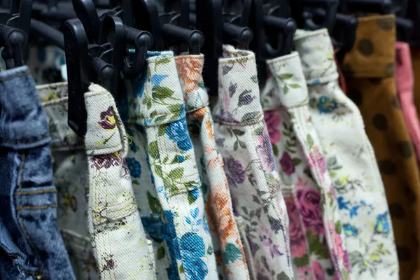 Row of hanged floral Print Short — Stock Photo, Image