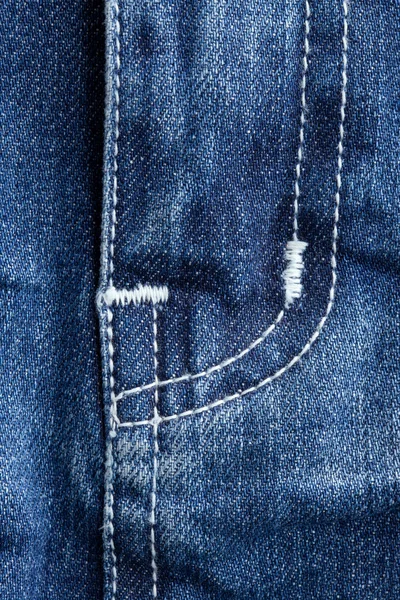 Close front detail of blue jeans — Stock Photo, Image