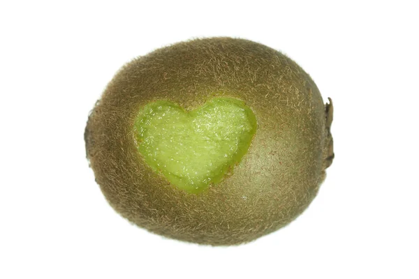 Kiwi Fruit with Heart Cut — Stock Photo, Image