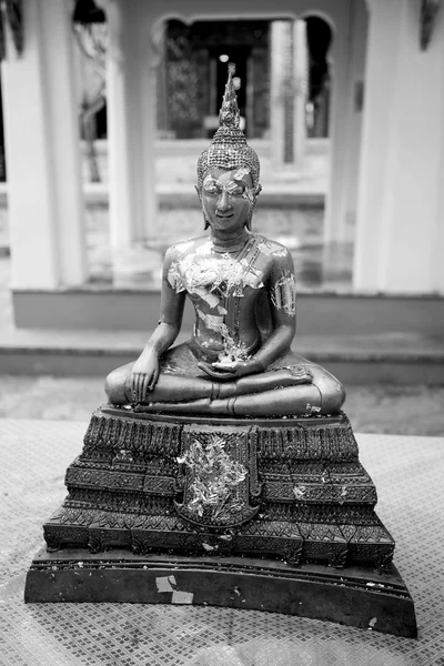 Buddha staty, svart och vitt — Stockfoto