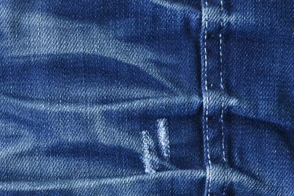 Detail an der Vorderseite der blauen Jeans — Stockfoto