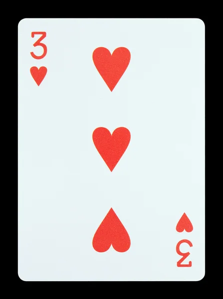 Playing cards - Three of hearts — Stock Photo, Image