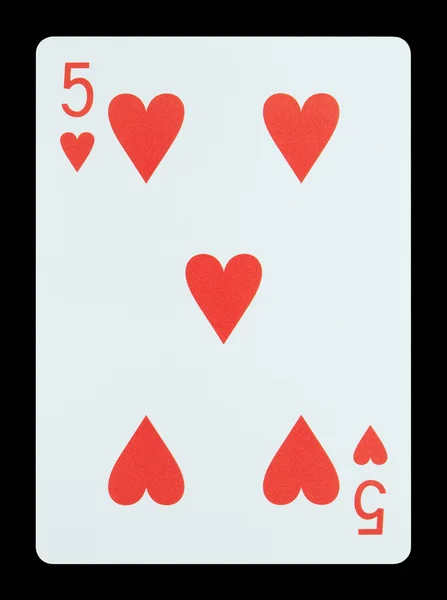 Jugar a las cartas - Cinco de corazones —  Fotos de Stock