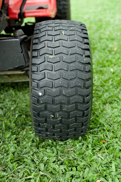 Wheel on the green grass — Stock Photo, Image