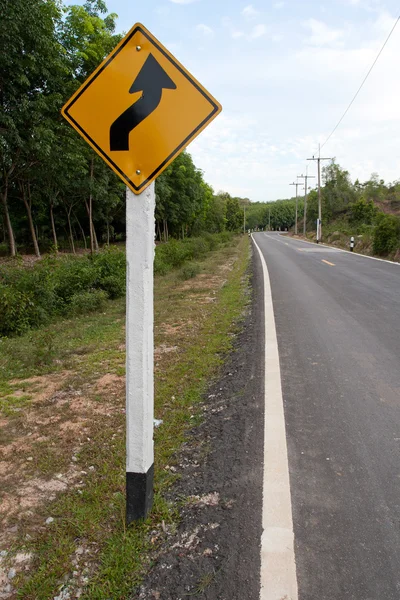 Winding Road Sign in Thailand — Stock Photo, Image