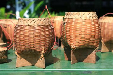 Tay el yapımı hasır sepet olduğunu