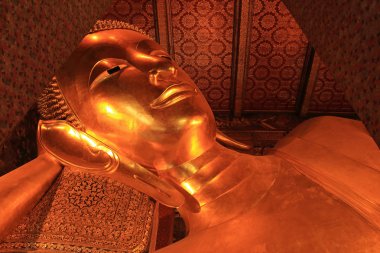 uzanmış buddha altın heykel wat pho, bangkok, Tayland