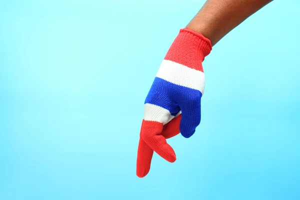 Luvas de malha com bandeira nacional da Tailândia — Fotografia de Stock