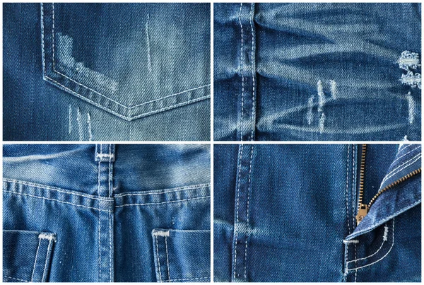 Set of jeans textures backgrounds — Stock Photo, Image