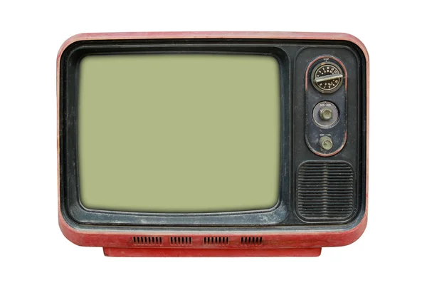 Vintage tv på den isolerade vita — Stockfoto