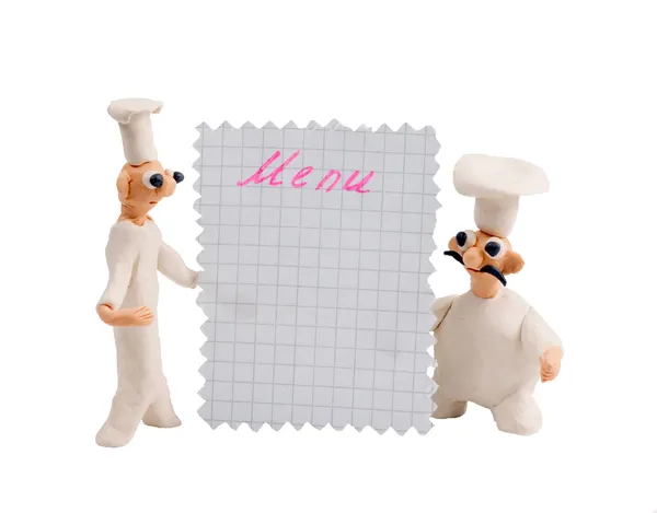 Twee chef-koks uit plasticine — Stockfoto