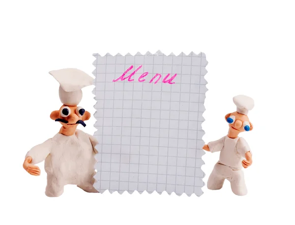 Twee chef-koks uit plasticine — Stockfoto