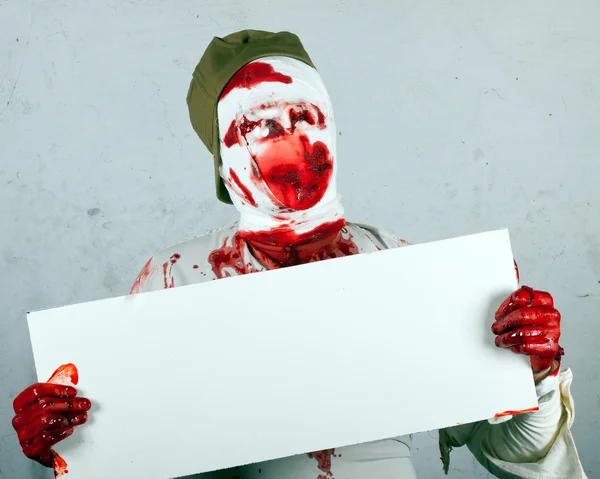 Terrible blind bloody zombie — Stock Photo, Image