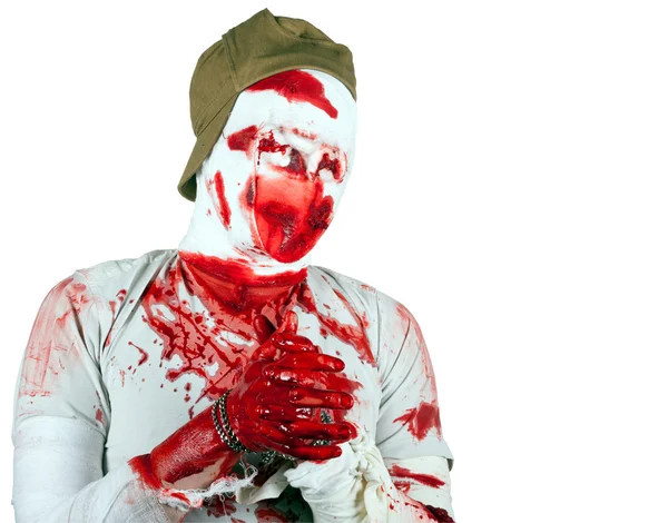 Eyeless scary bloody zombie — Stock Photo, Image