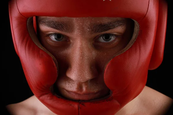 Boxer Mit Schutzhelm Zum Boxen — Stockfoto