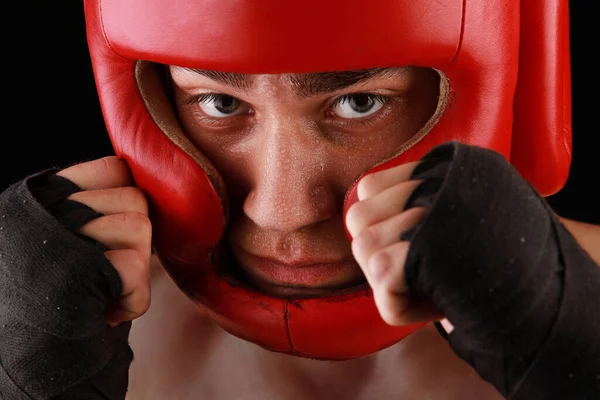 Boxer Mit Schutzhelm Zum Boxen — Stockfoto