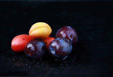 healthy food in the studio on a black background