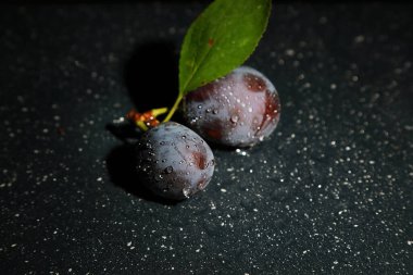 Siyah arkaplanda daldaki erikler