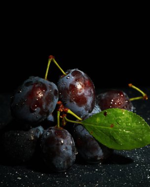 Siyah arkaplanda daldaki erikler