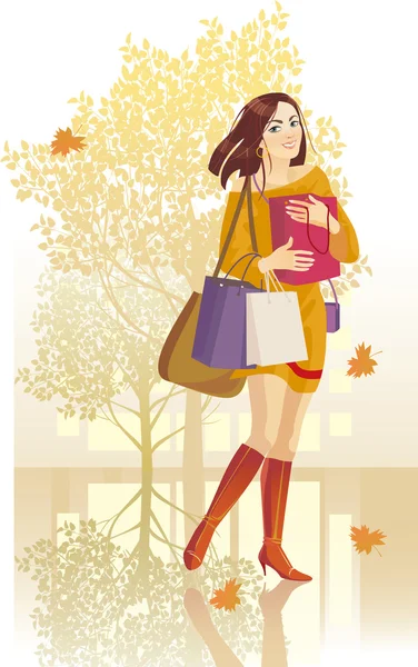 Осенняя девушка — стоковый вектор