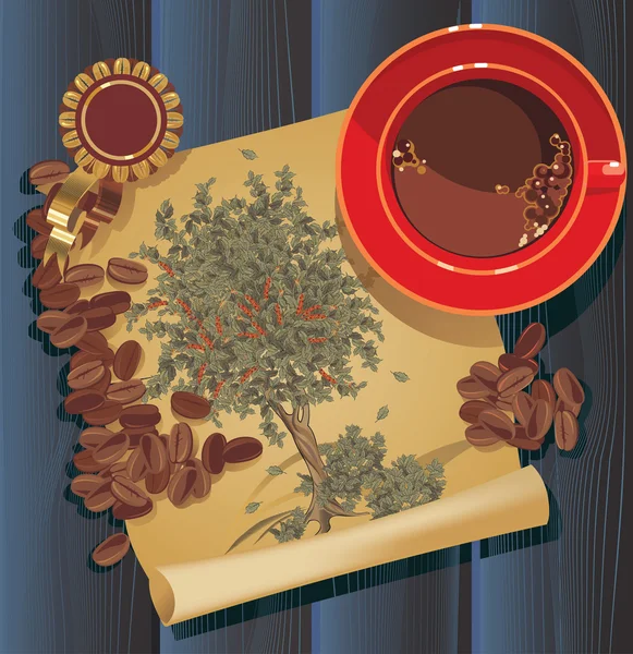 Coffee tree, graphic — Stock Vector