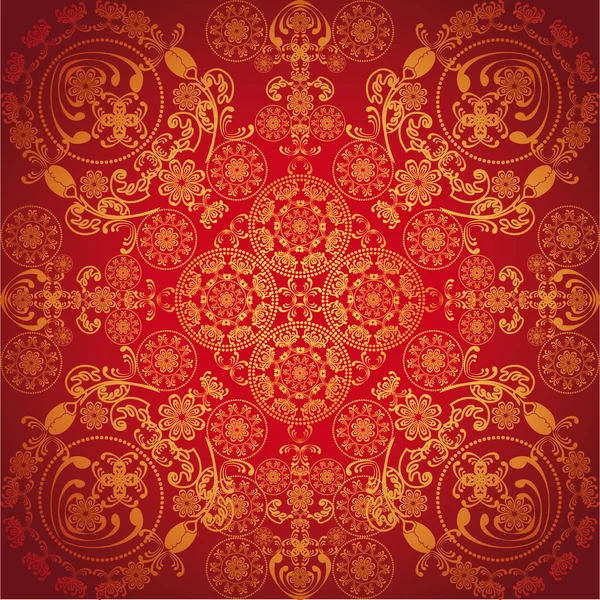 Květinovým vzorem červená hnědá — Stockový vektor