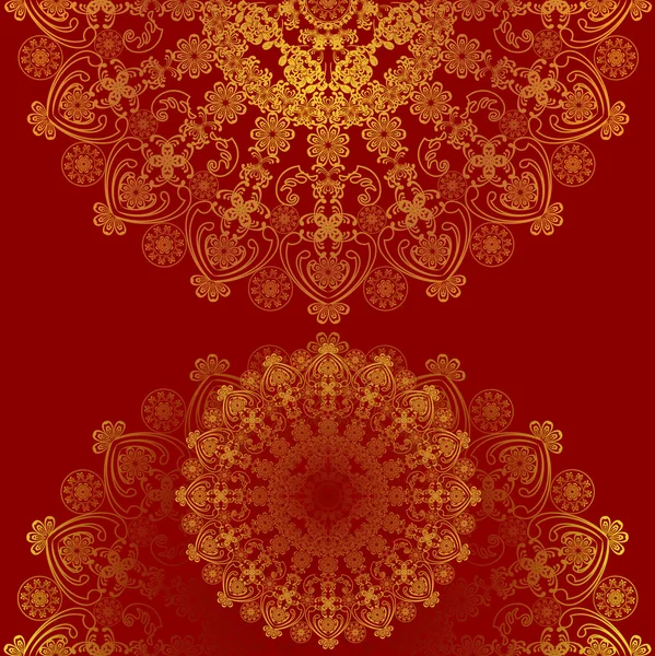 Bloemdessin gouden en brown — Stockvector