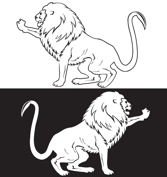 Lion assis symbole noir ana blanc — Image vectorielle
