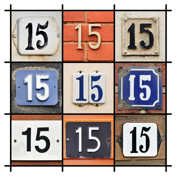 House Numbers Fifteen — Zdjęcie stockowe