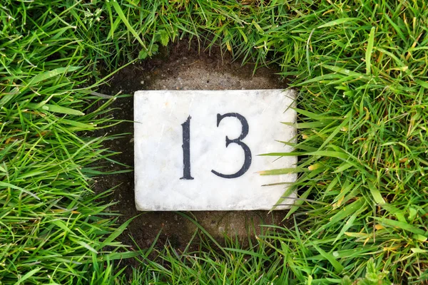 Marble Number Plate Number Grass Cemetery — 图库照片