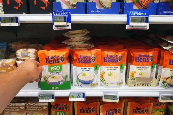 Wallonia Belgium July 2021 Uncle Ben Brand Parboiled Rice Products — Stockfoto