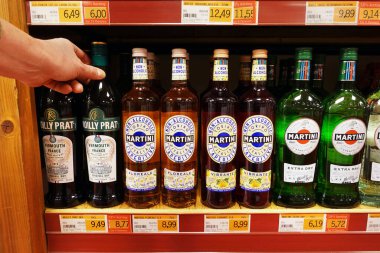 NETHERLANDS - APRIL 2022: Bottles Non-Alcoholic Apritif of Martini brand in a wholesale.