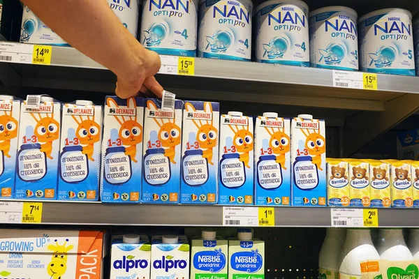 Wallonia Belgium August 2022 Store Brand Infant Growth Milk Delhaize — Foto de Stock