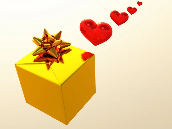 Gift and hearts — Stock Photo, Image