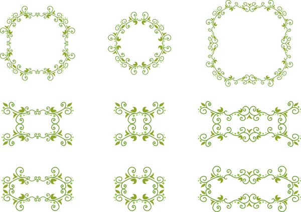 Green floral frames — Stock Vector