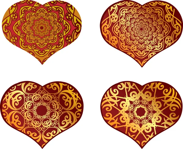 Gold hearts — Stock Vector