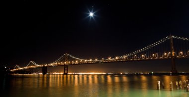San Francisco Bay bridge in the night clipart