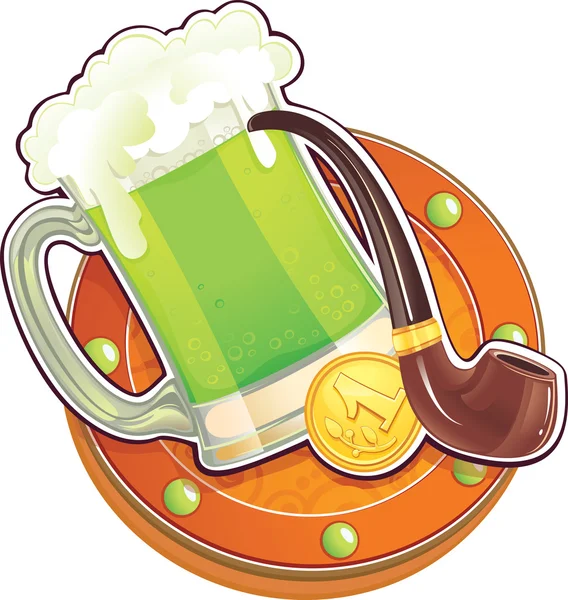 The Green Beer for St.Patrick's Day. — Stock Vector