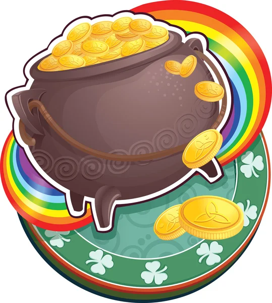 Pot af guld på Saint Patrick 's Day . – Stock-vektor