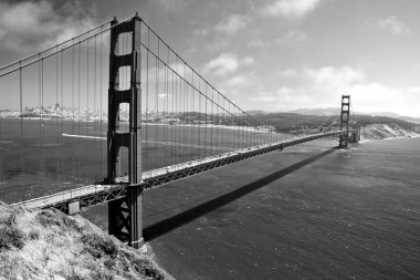 The Golden Gate Bridge in San Francisco in black and white clipart